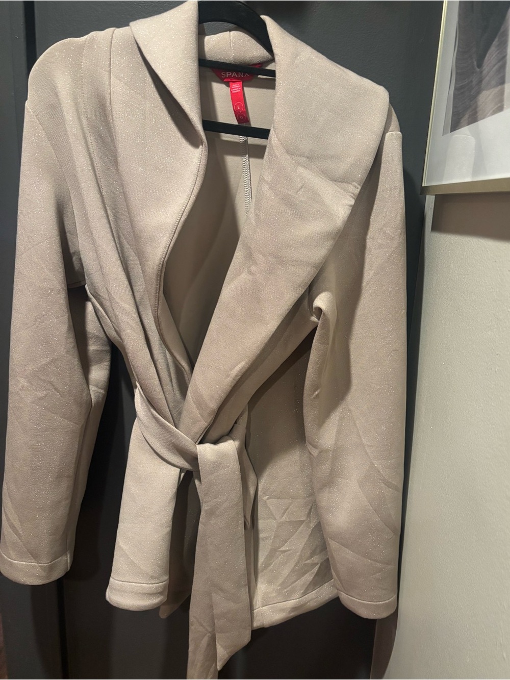 SPANX Shimmery Taupe Wrap Trench Coat